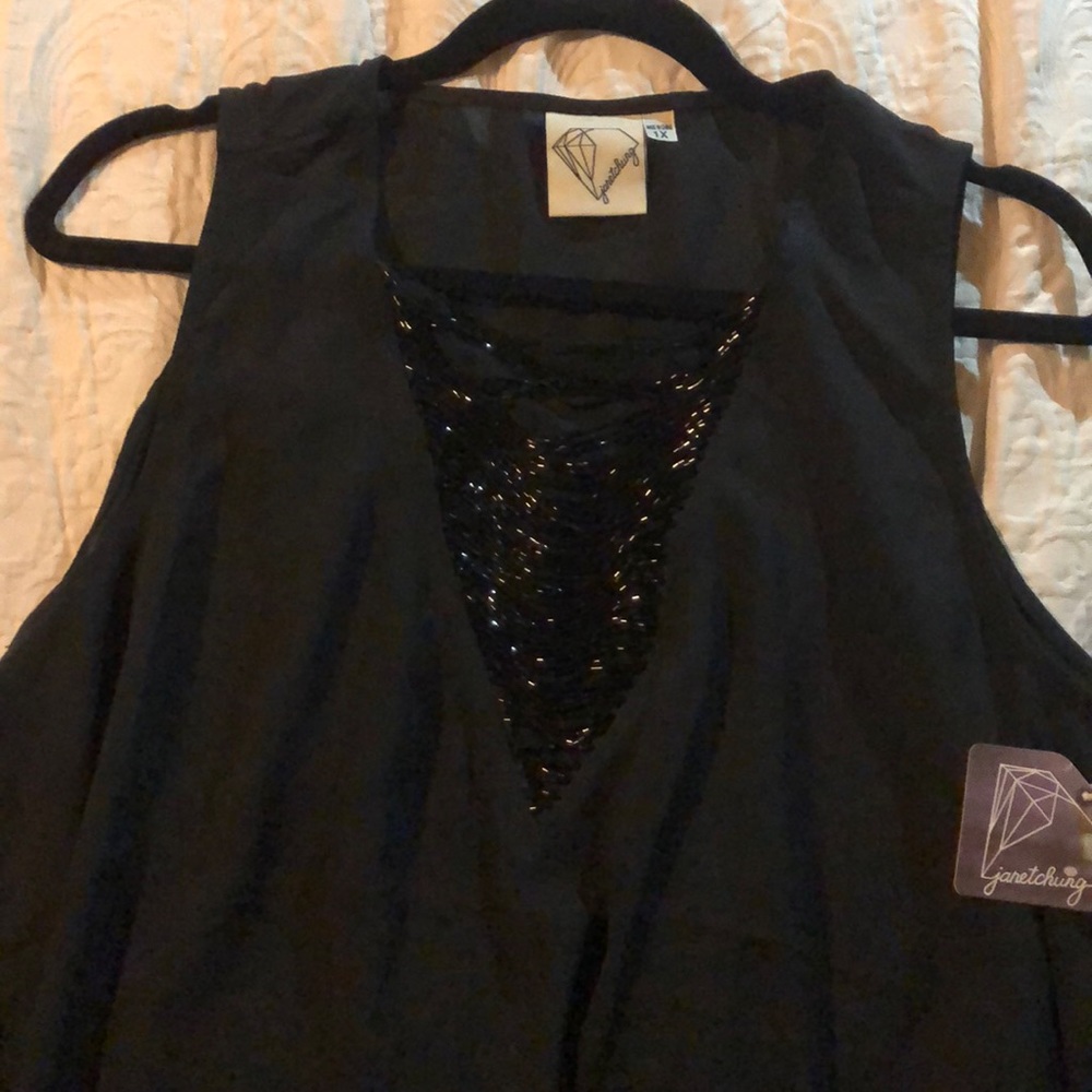 Black Dressy Sleeveless Top With Beautiful V Neck